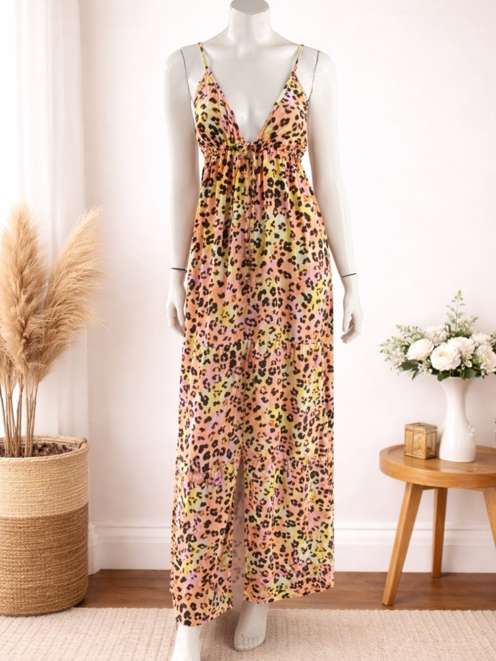 Bar III Leopard Print Maxi Dress / Swim Cover Up – Size XL (NWT)